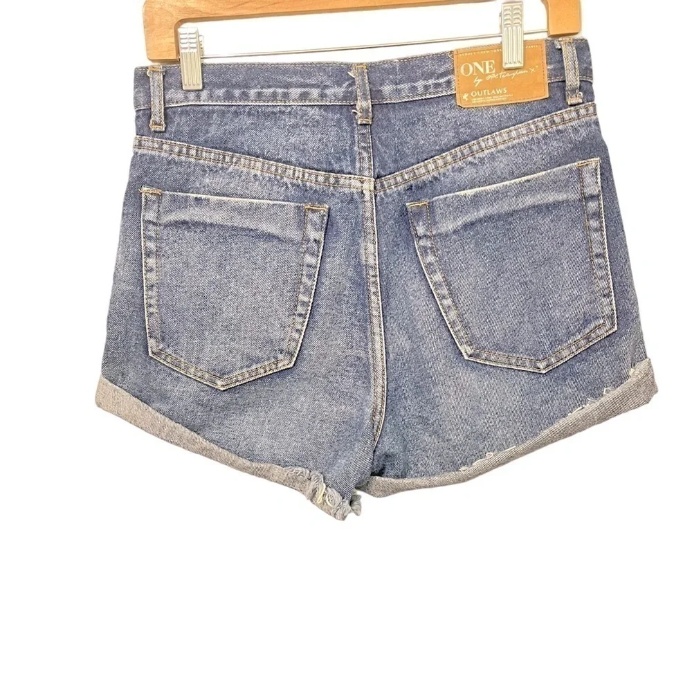 ONE Teaspoon x Free‎ People Outlaw Distress Long Rise Denim Shorts size 2